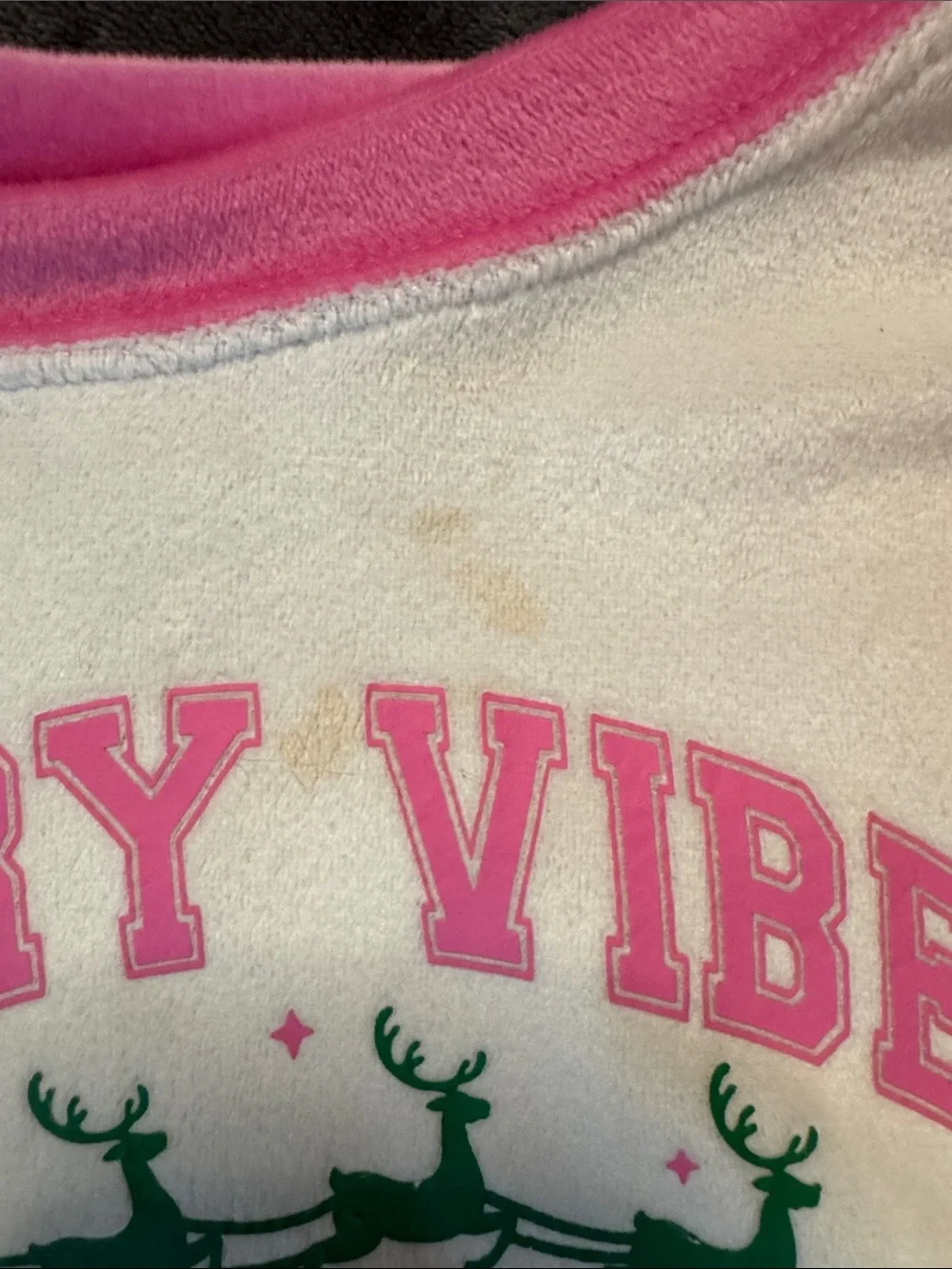 Vibe White Top with Pink Trim & Green Striped Pajama Set